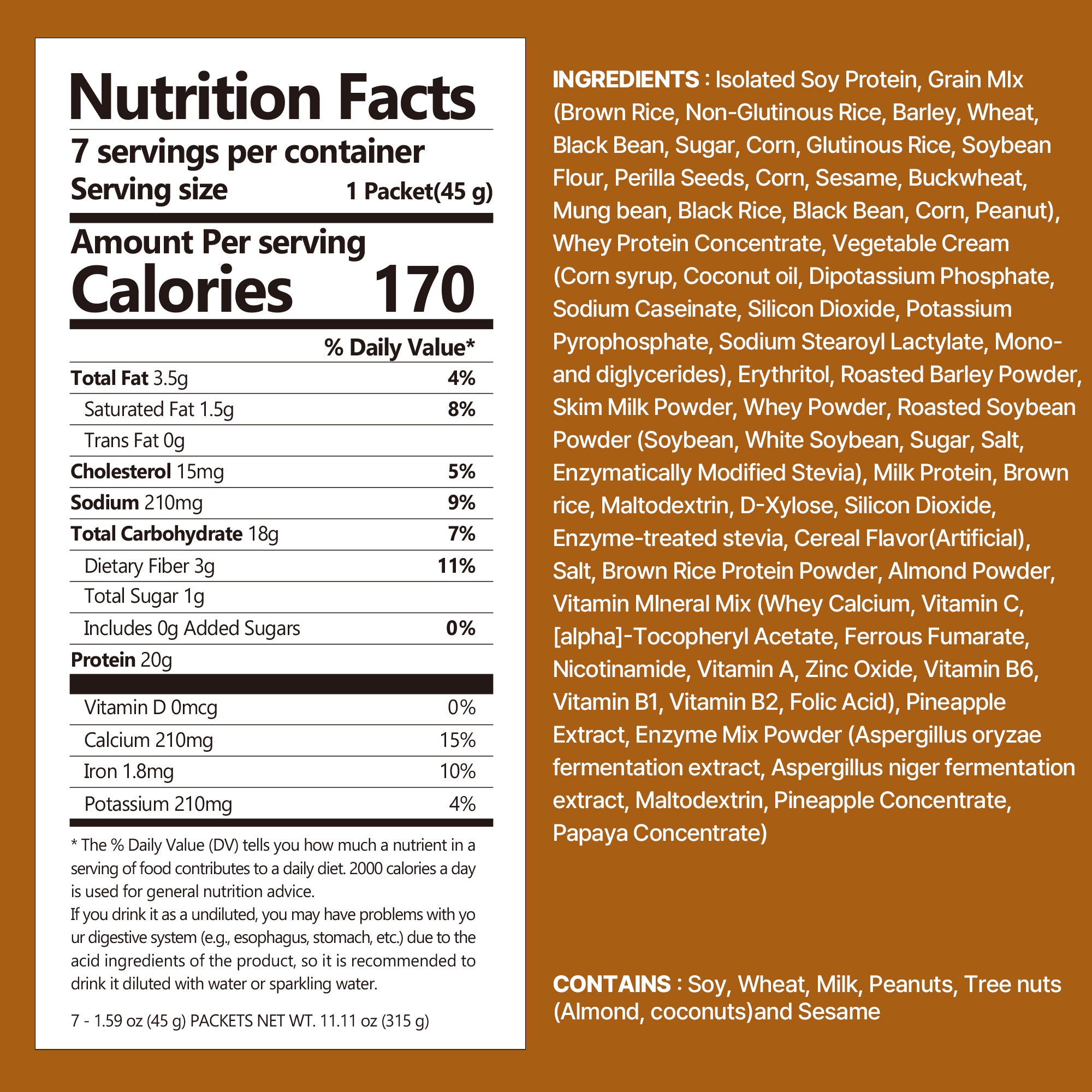 Brown 17Grains Protein Shake Pouch