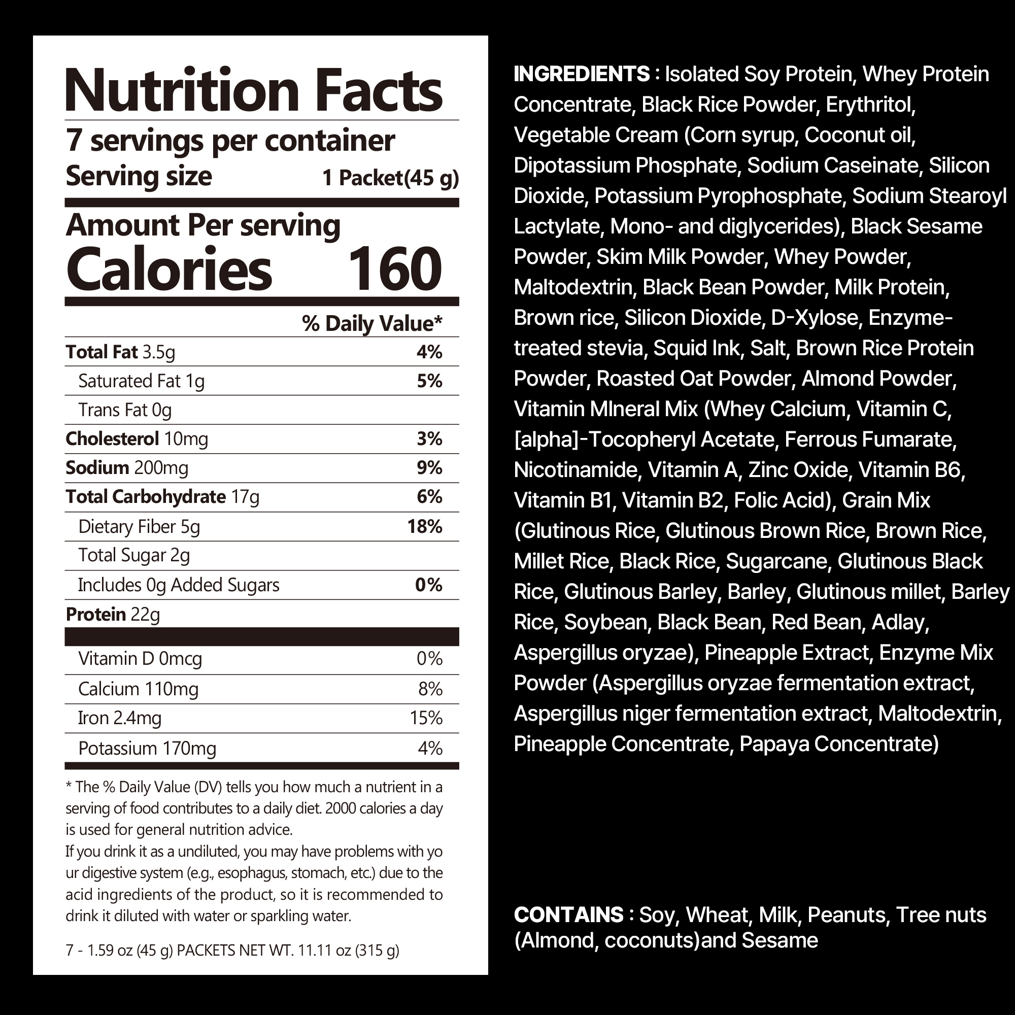 Black Sesame Protein Shake Pouch