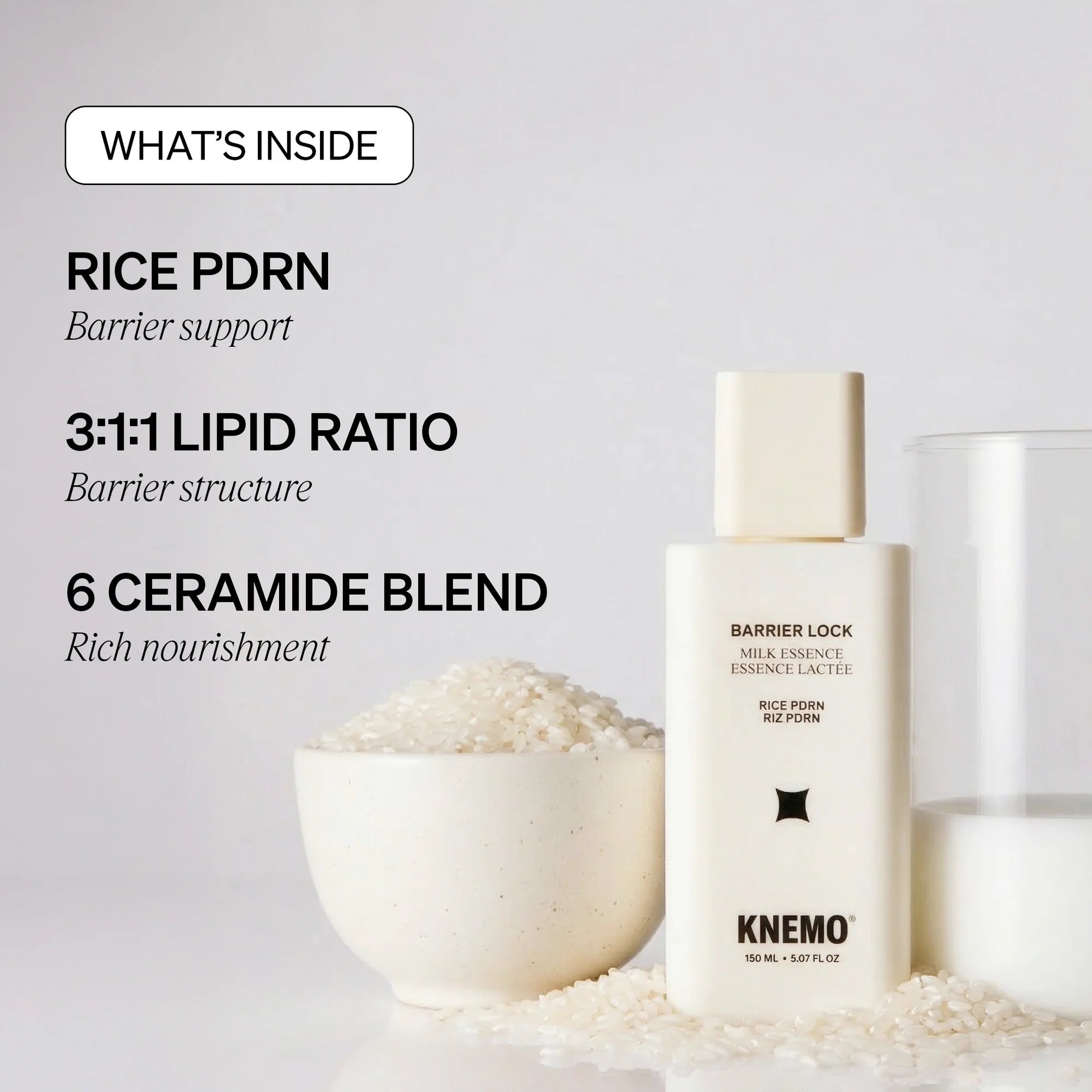 Knemo KNEMO BARRIER LOCK Rice PDRN Milk Essence – Skinsquared